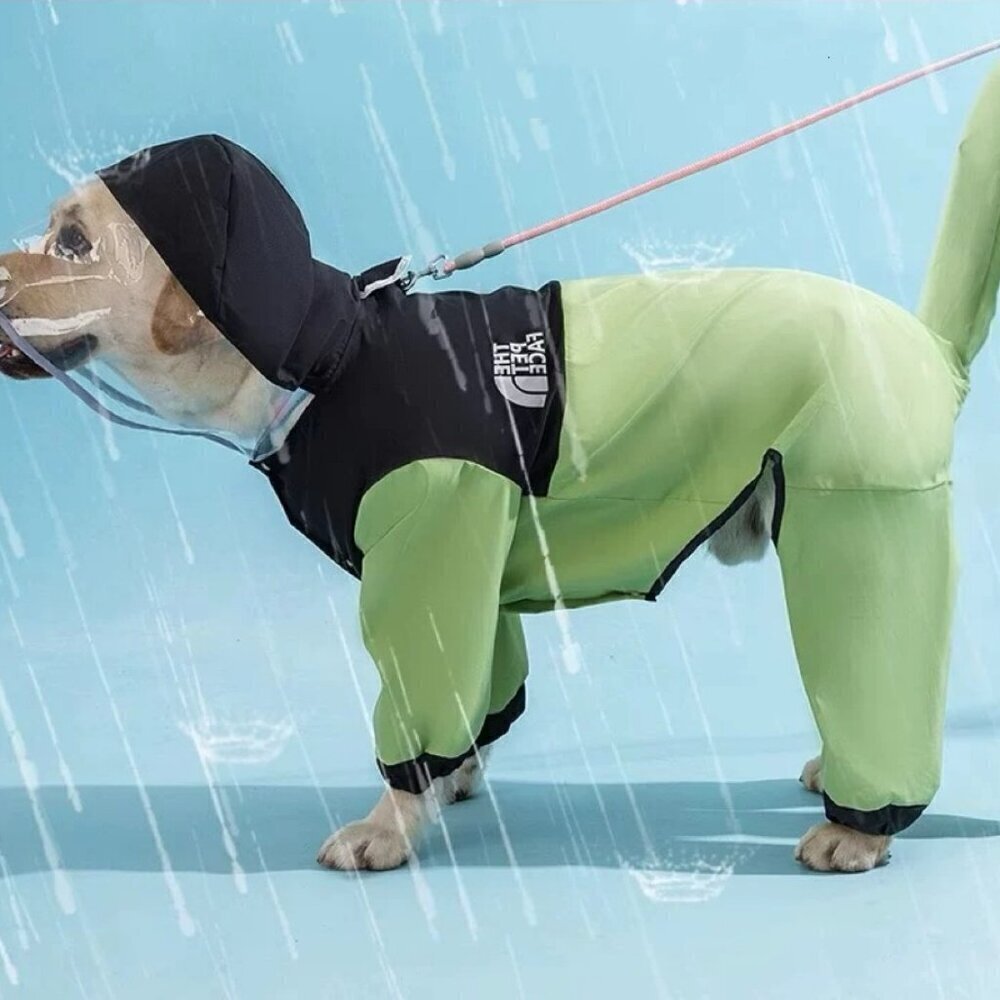 Waterproof dog rain coat blue or green - Picture 3 of 5